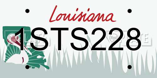 1STS228 Louisiana License Plate