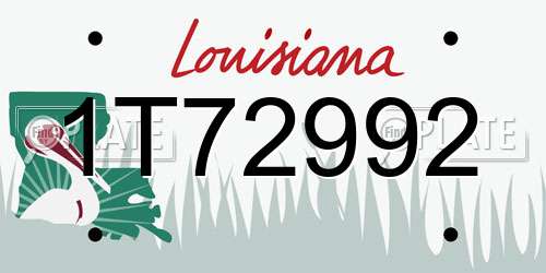 1T72992 Louisiana License Plate