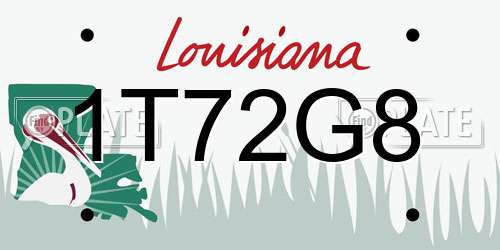1T72G8 Louisiana License Plate