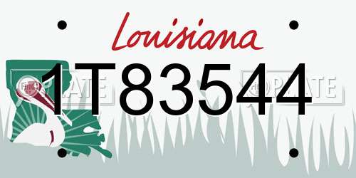1T83544 Louisiana License Plate