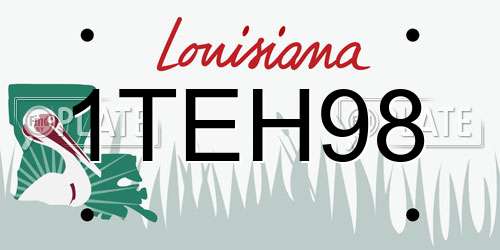 1TEH98 Louisiana License Plate