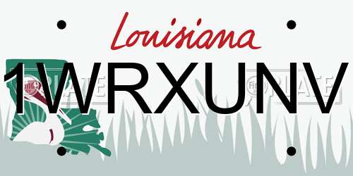 1WRXUNV Louisiana License Plate