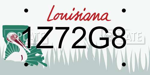 1Z72G8 Louisiana License Plate