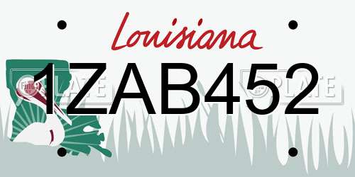 1ZAB452 Louisiana License Plate
