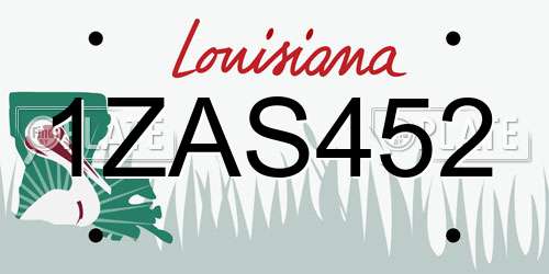 1ZAS452 Louisiana License Plate