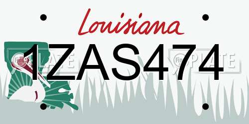 1ZAS474 Louisiana License Plate