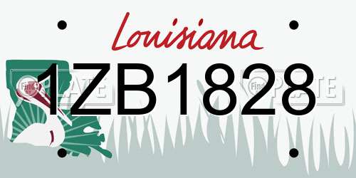 1ZB1828 Louisiana License Plate