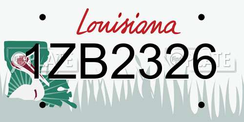 1ZB2326 Louisiana License Plate