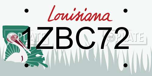 1ZBC72 Louisiana License Plate