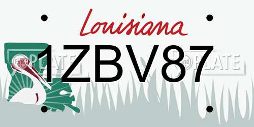1ZBV87 Louisiana License Plate
