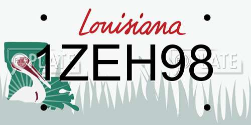 1ZEH98 Louisiana License Plate
