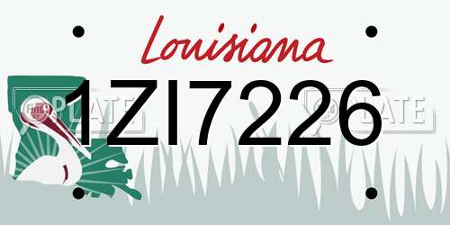 1ZI7226 Louisiana License Plate