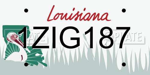 1ZIG187 Louisiana License Plate