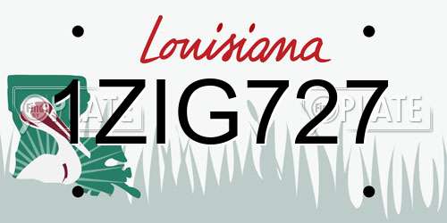 1ZIG727 Louisiana License Plate
