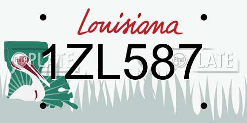 1ZL587 Louisiana License Plate