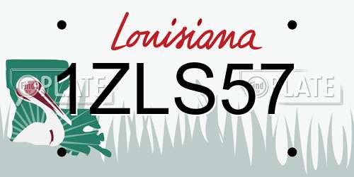 1ZLS57 Louisiana License Plate
