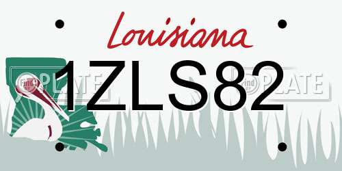 1ZLS82 Louisiana License Plate