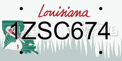 1ZSC674 Louisiana License Plate