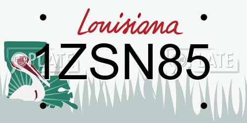 1ZSN85 Louisiana License Plate
