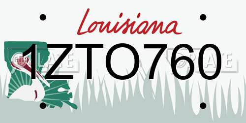 1ZTO760 Louisiana License Plate