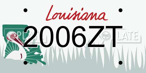 2006ZT Louisiana License Plate