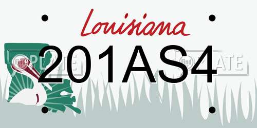 201AS4 Louisiana License Plate