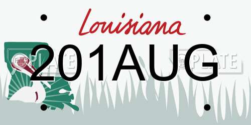 201AUG Louisiana License Plate