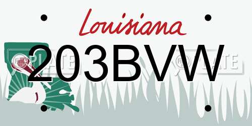 203BVW Louisiana License Plate