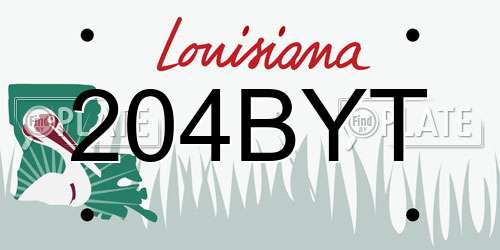 204BYT Louisiana License Plate