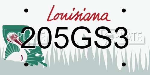 205GS3 Louisiana License Plate