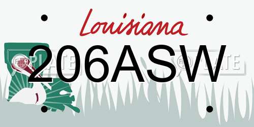 206ASW Louisiana License Plate