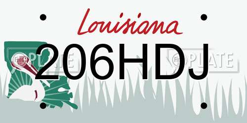 206HDJ Louisiana License Plate