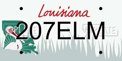 207ELM Louisiana License Plate