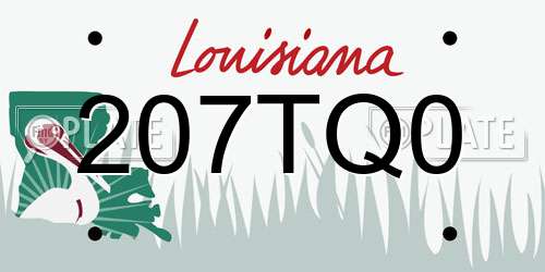 207TQ0 Louisiana License Plate
