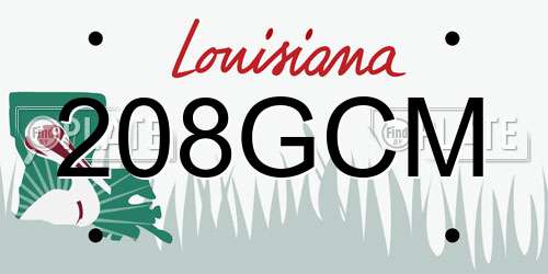 208GCM Louisiana License Plate