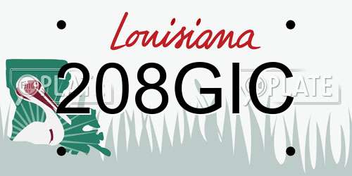 208GIC Louisiana License Plate