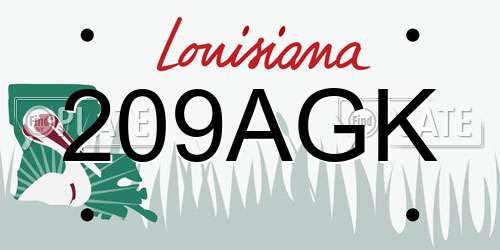 209AGK Louisiana License Plate