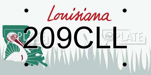 209CLL Louisiana License Plate