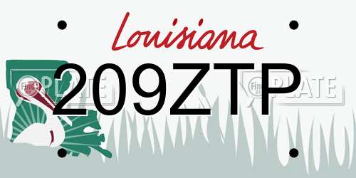 209ZTP Louisiana License Plate