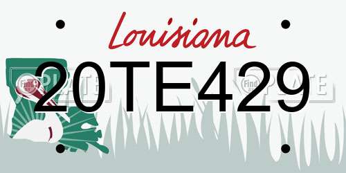 20TE429 Louisiana License Plate