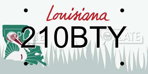 210BTY Louisiana License Plate