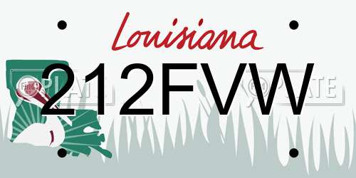212FVW Louisiana License Plate