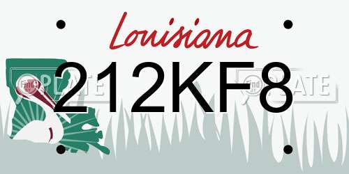 212KF8 Louisiana License Plate