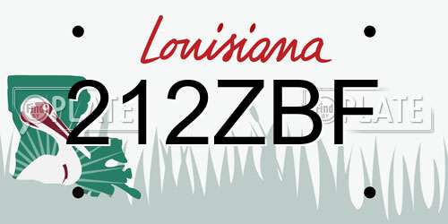 212ZBF Louisiana License Plate