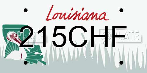 215CHF Louisiana License Plate