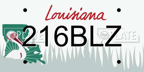 216BLZ Louisiana License Plate