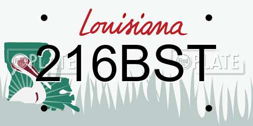 216BST Louisiana License Plate