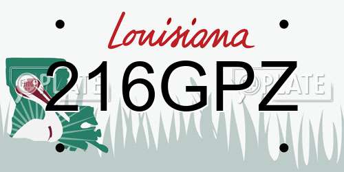216GPZ Louisiana License Plate