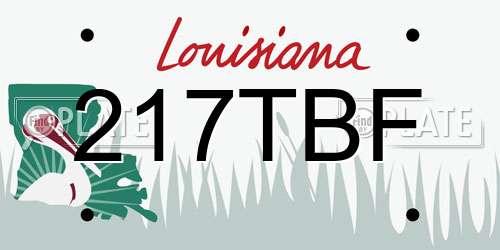 217TBF Louisiana License Plate