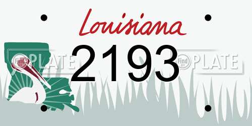2193 Louisiana License Plate